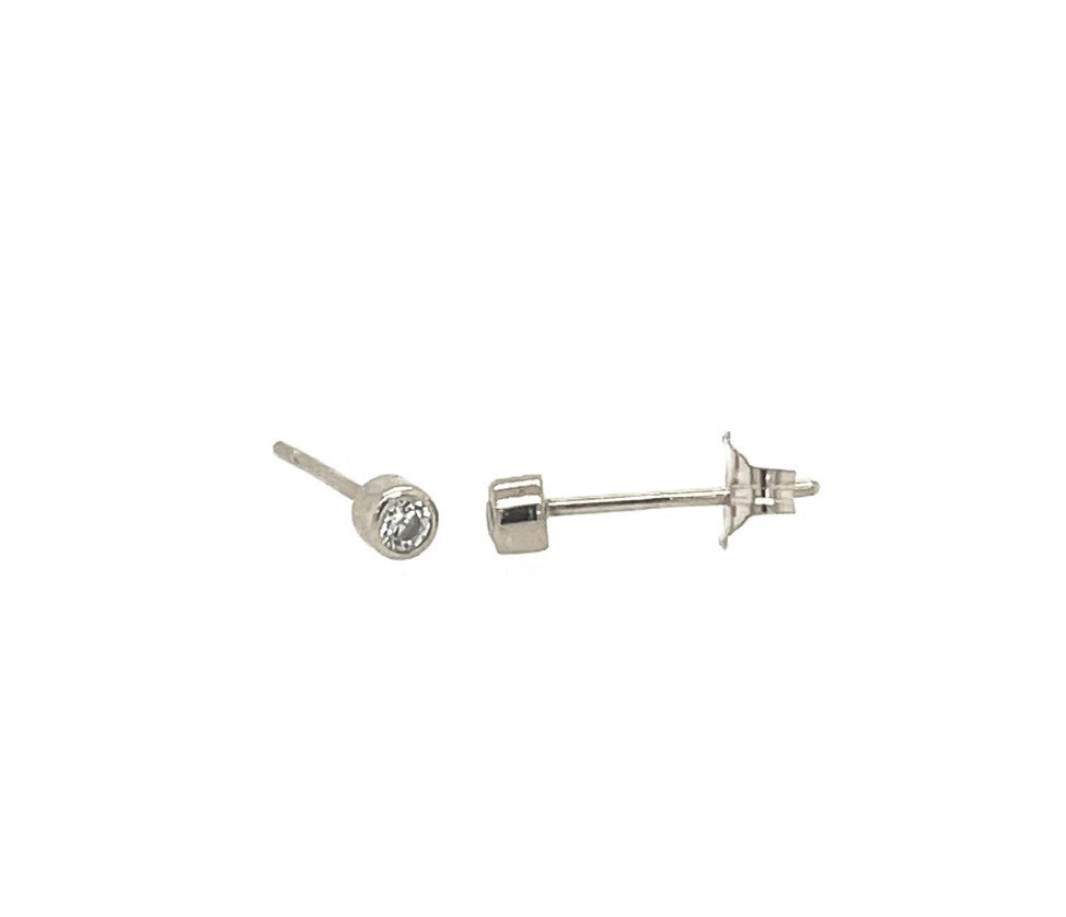 14K Yellow / White / Rose Gold Bezel Stud Earrings