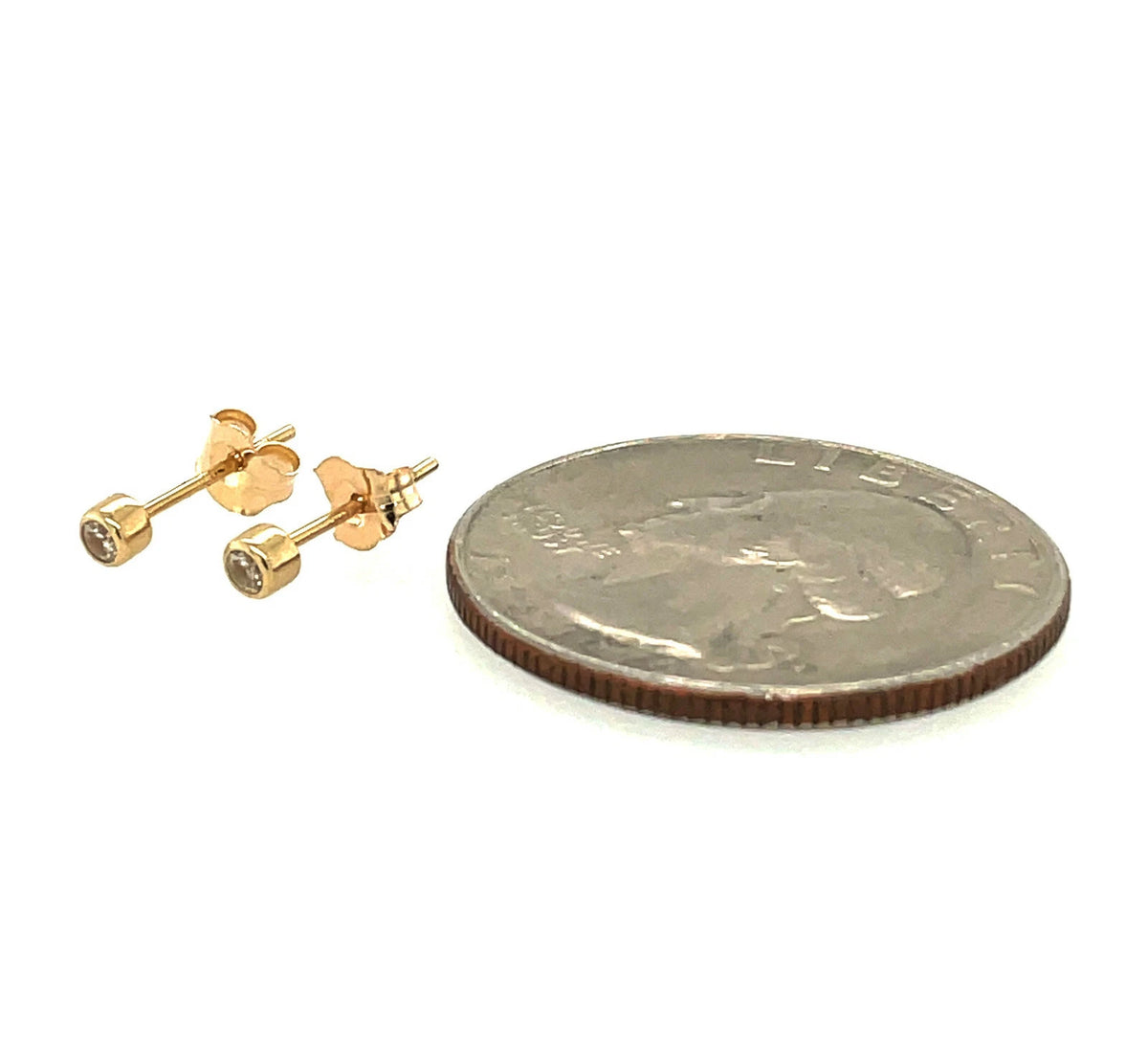 14K Yellow / White / Rose Gold Bezel Stud Earrings
