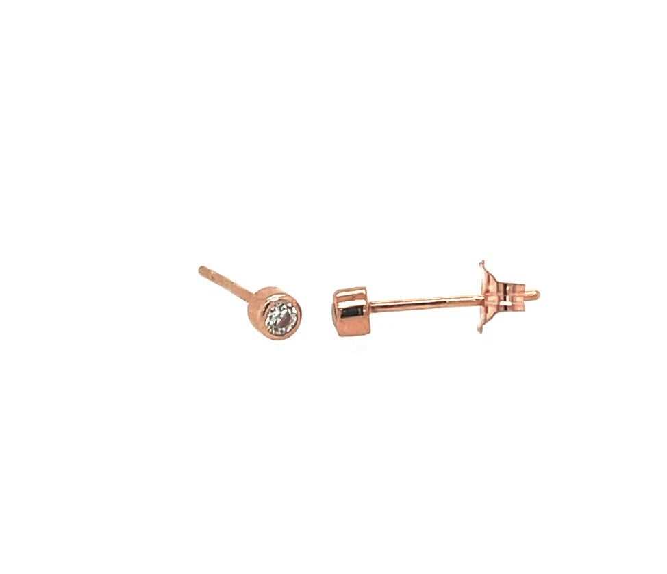 14K Yellow / White / Rose Gold Bezel Stud Earrings