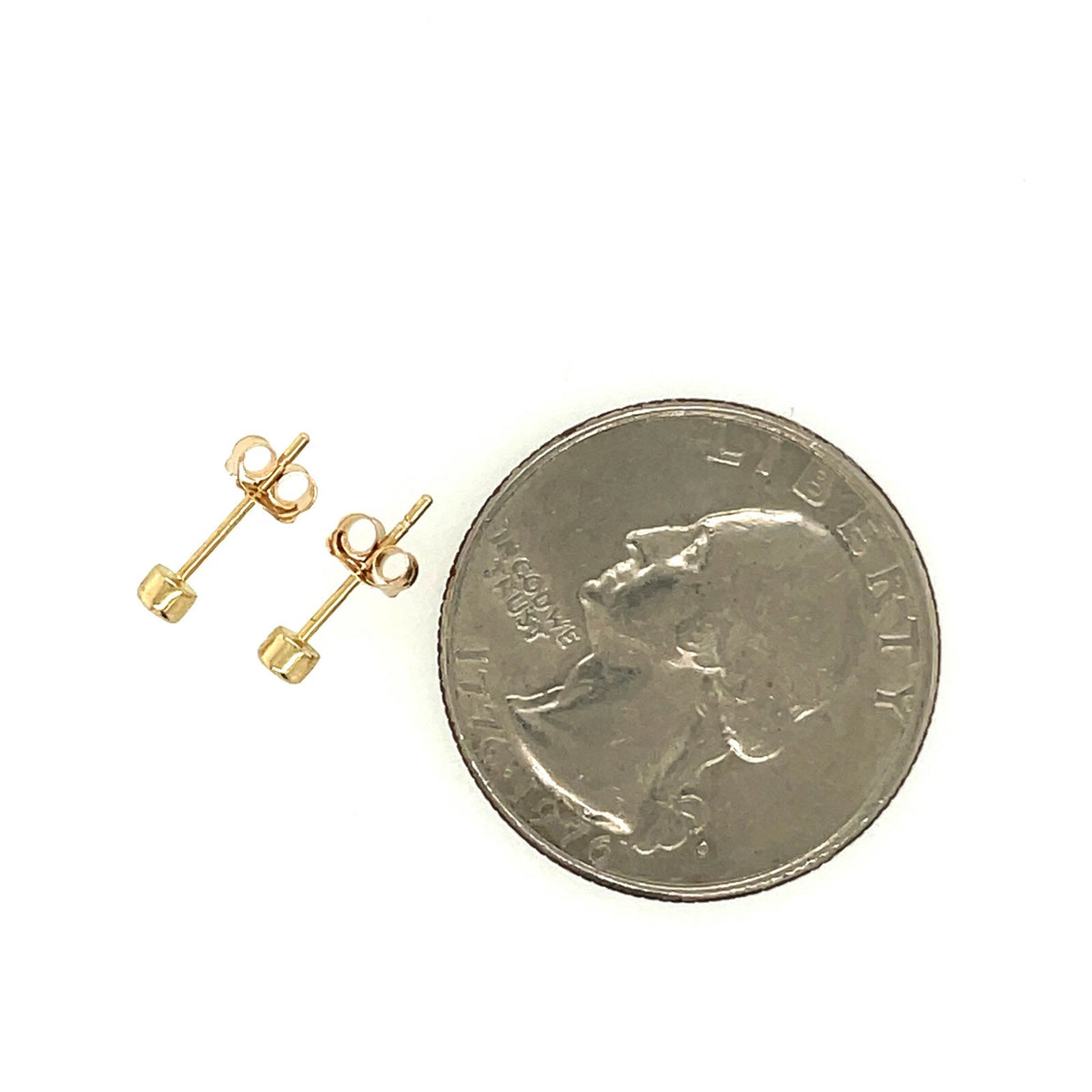 14K Yellow / White / Rose Gold Bezel Stud Earrings