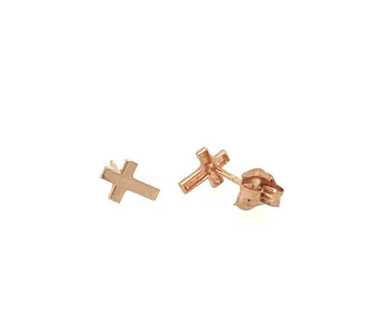14K Yellow / White / Rose Gold Cross Stud Earring