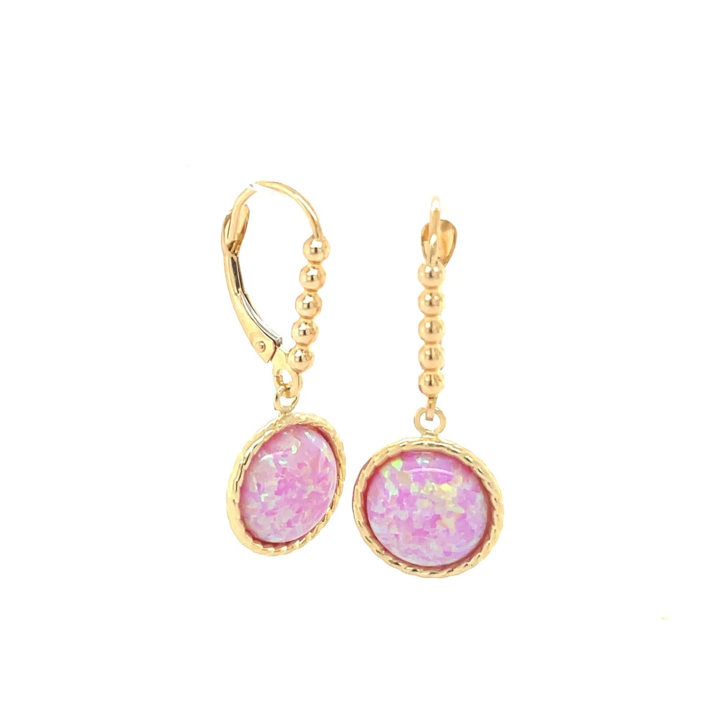 14K Yellow or White Gold Flat Opal Leverback Earrings