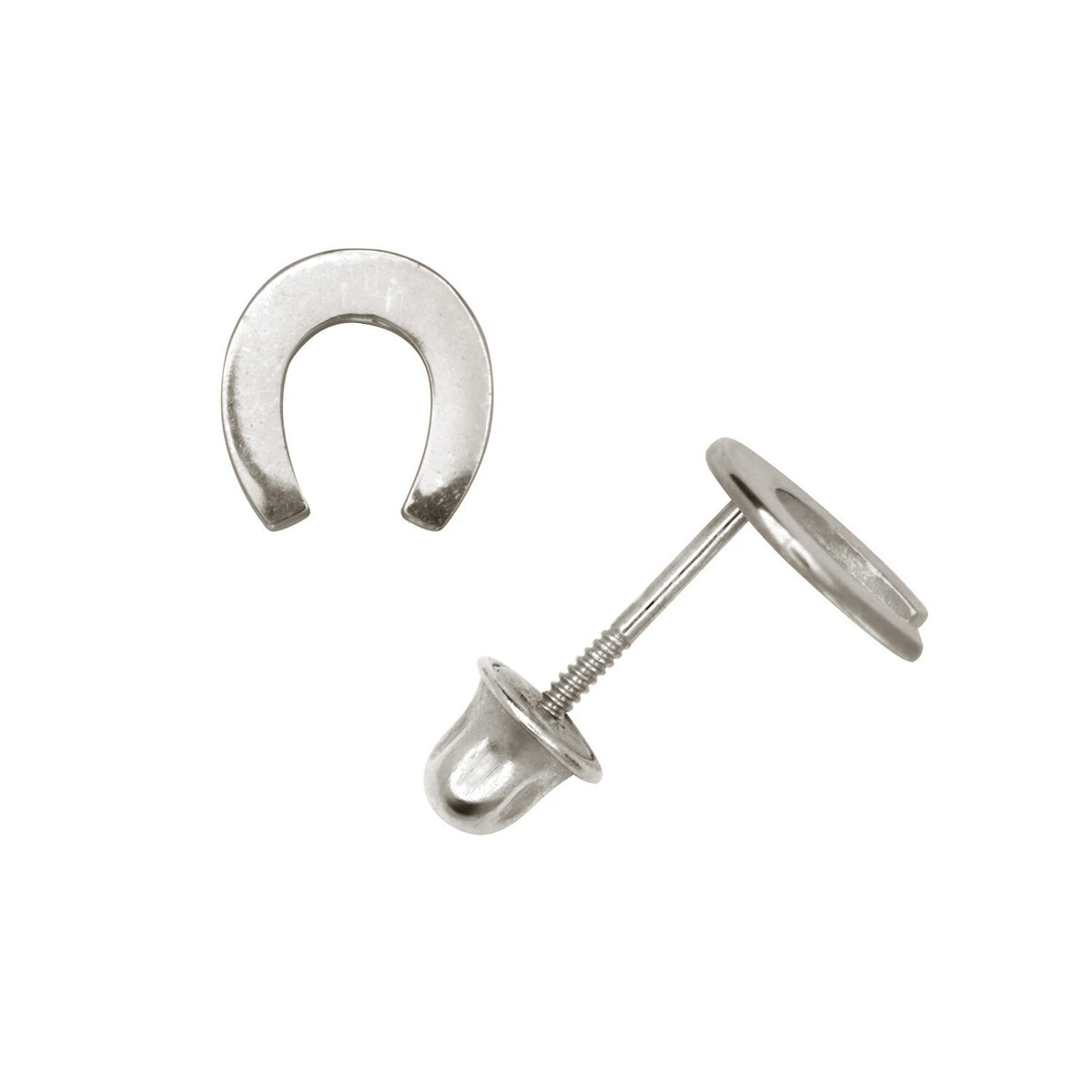 14K Yellow or White Gold Horse Shoes Earrings with Screw Back