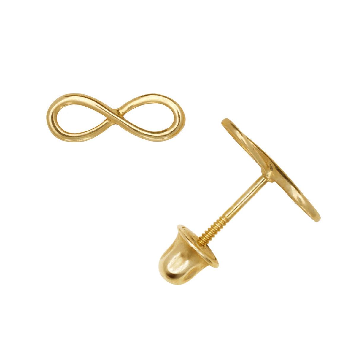 14K Yellow or white Gold Infinity Stud Earrings