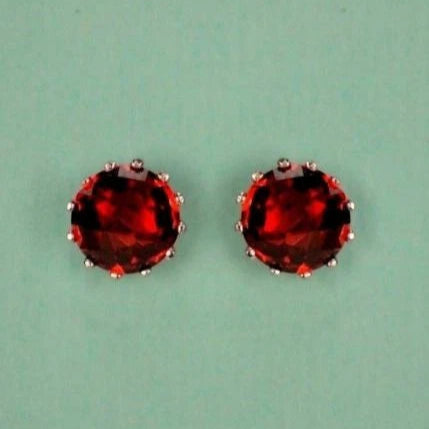 14k Solid White Gold 6mm Round Birthstone Stud Earrings with Screw Back
