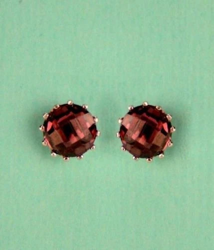 14k Solid White Gold 6mm Round Birthstone Stud Earrings with Screw Back