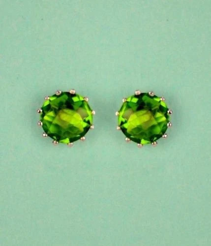 14k Solid White Gold 6mm Round Birthstone Stud Earrings with Screw Back