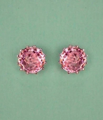 14k Solid White Gold 6mm Round Birthstone Stud Earrings with Screw Back