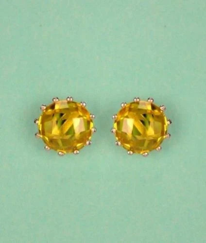 14k Solid White Gold 6mm Round Birthstone Stud Earrings with Screw Back