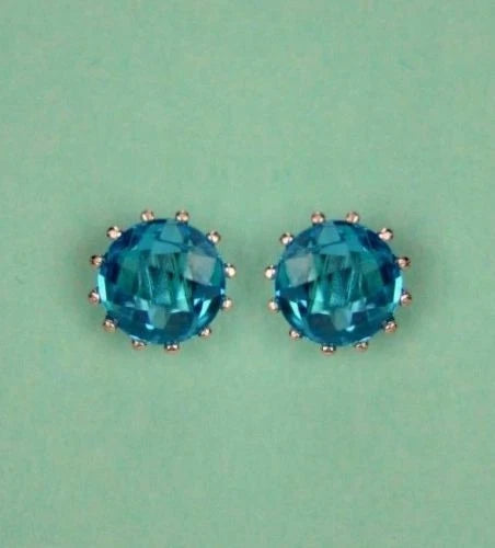 14k Solid White Gold 6mm Round Birthstone Stud Earrings with Screw Back