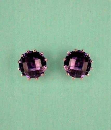 14k Solid White Gold 6mm Round Birthstone Stud Earrings with Screw Back