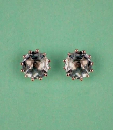 14k Solid White Gold 6mm Round Birthstone Stud Earrings with Screw Back