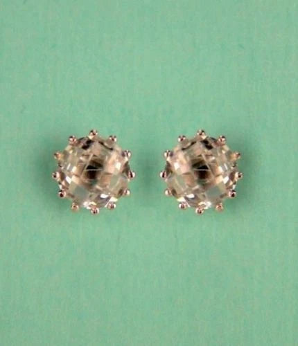14k Solid White Gold 6mm Round Birthstone Stud Earrings with Screw Back