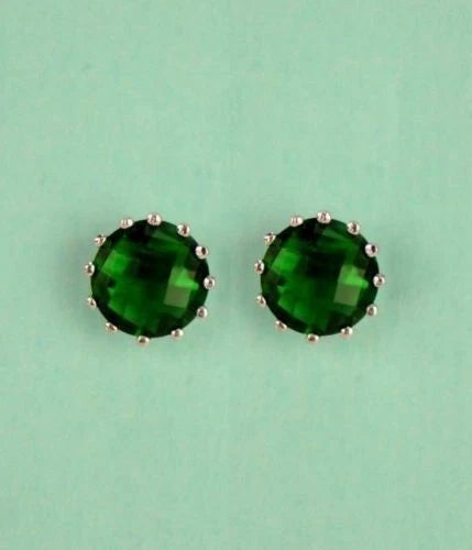 14k Solid White Gold 6mm Round Birthstone Stud Earrings with Screw Back