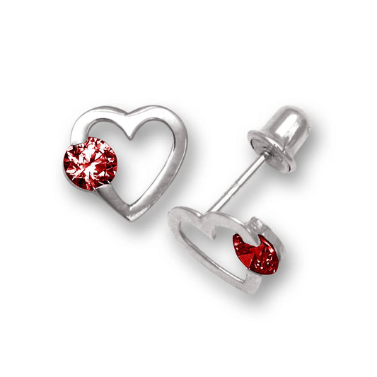 14k White Gold CZ Open Heart Stud Earrings