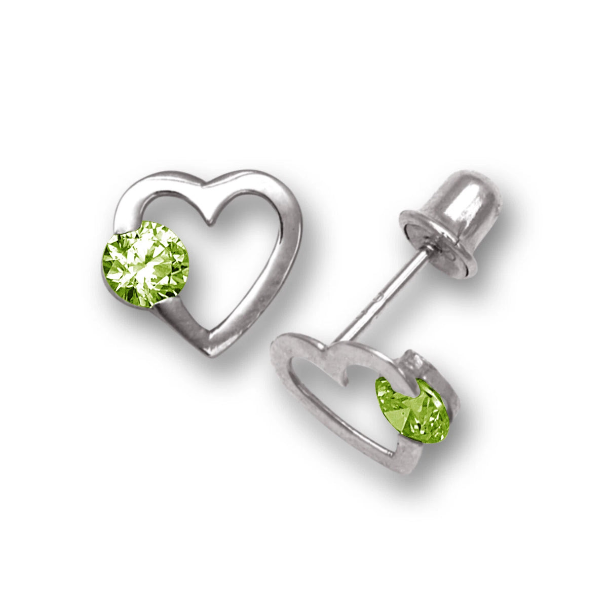 14k White Gold CZ Open Heart Stud Earrings