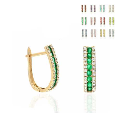 14k Yellow Gold CZ Birthstone Leverback Earrings