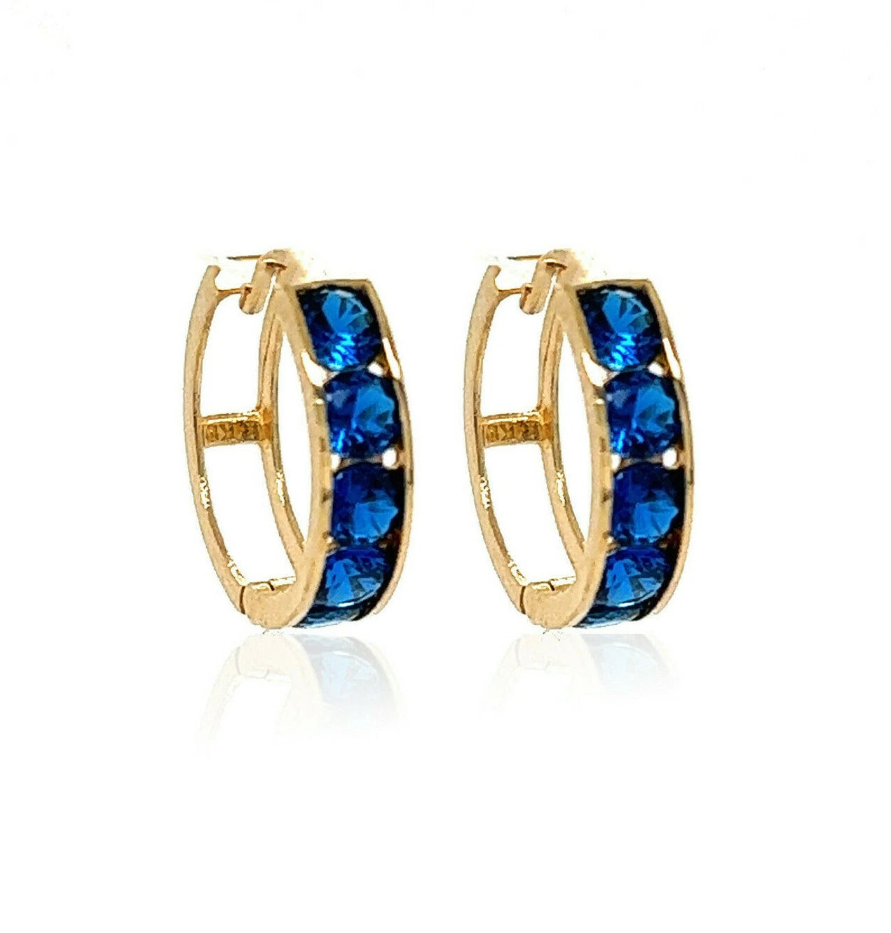 14k Yellow Gold CZ Birthstones Huggie Earring