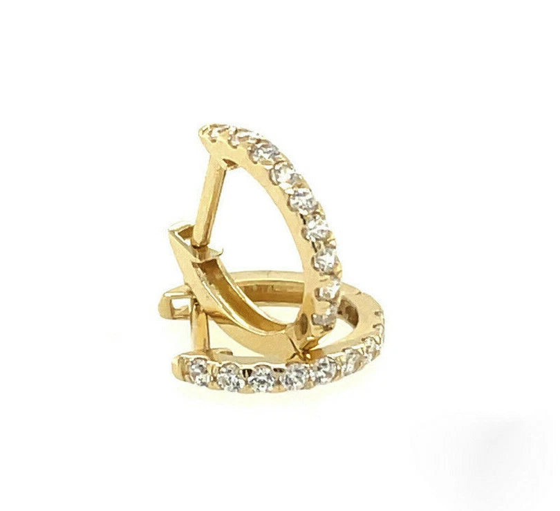 14k Yellow Gold CZ Birthstones Huggie Earrings