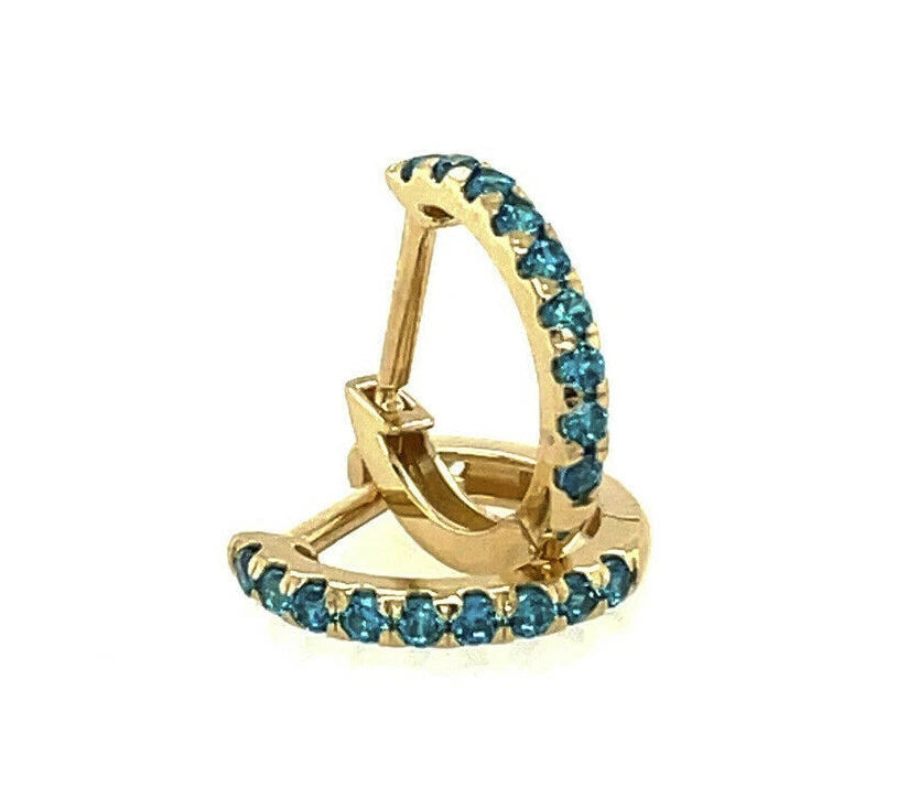 14k Yellow Gold CZ Birthstones Huggie Earrings