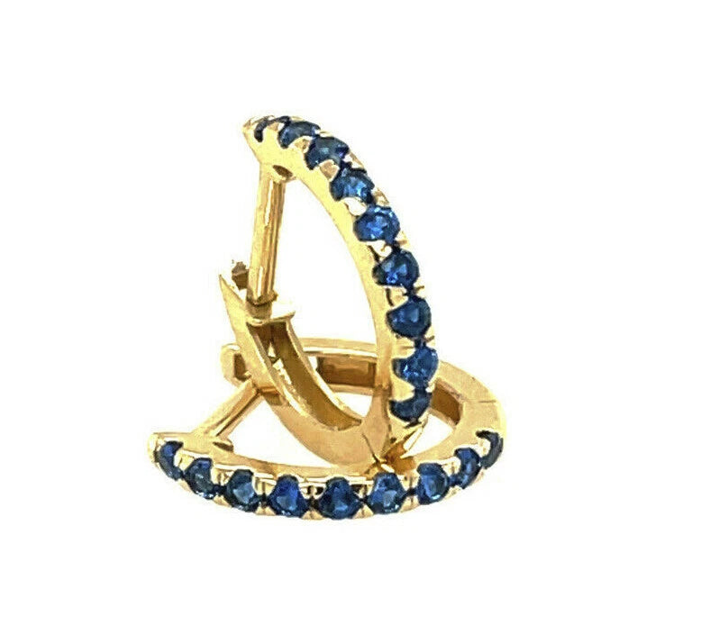 14k Yellow Gold CZ Birthstones Huggie Earrings