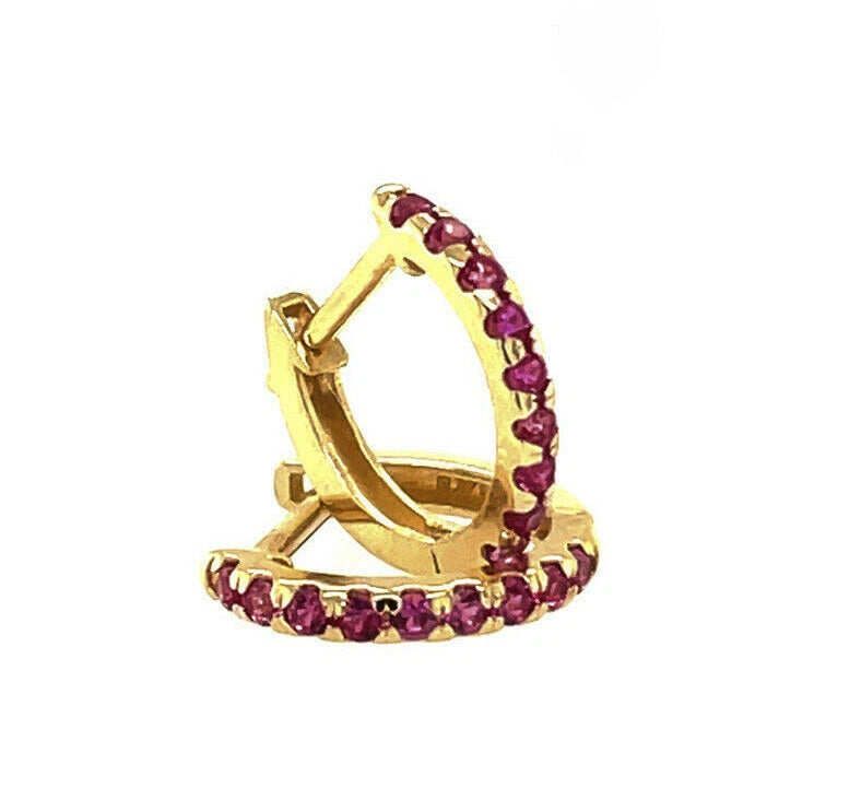 14k Yellow Gold CZ Birthstones Huggie Earrings