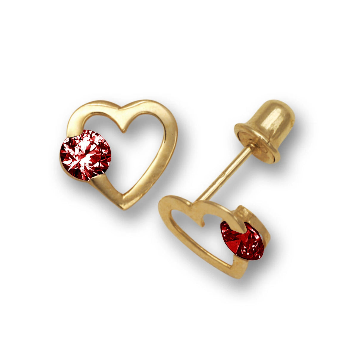 14k Yellow Gold CZ Open Heart Stud Earrings