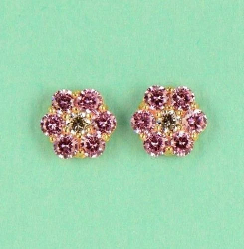 14k Yellow Gold Flower Stud Earrings Screw Back