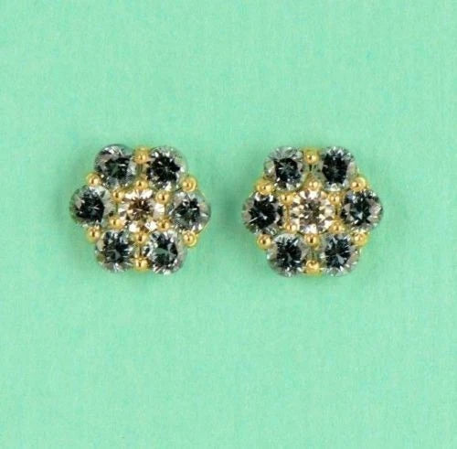 14k Yellow Gold Flower Stud Earrings Screw Back