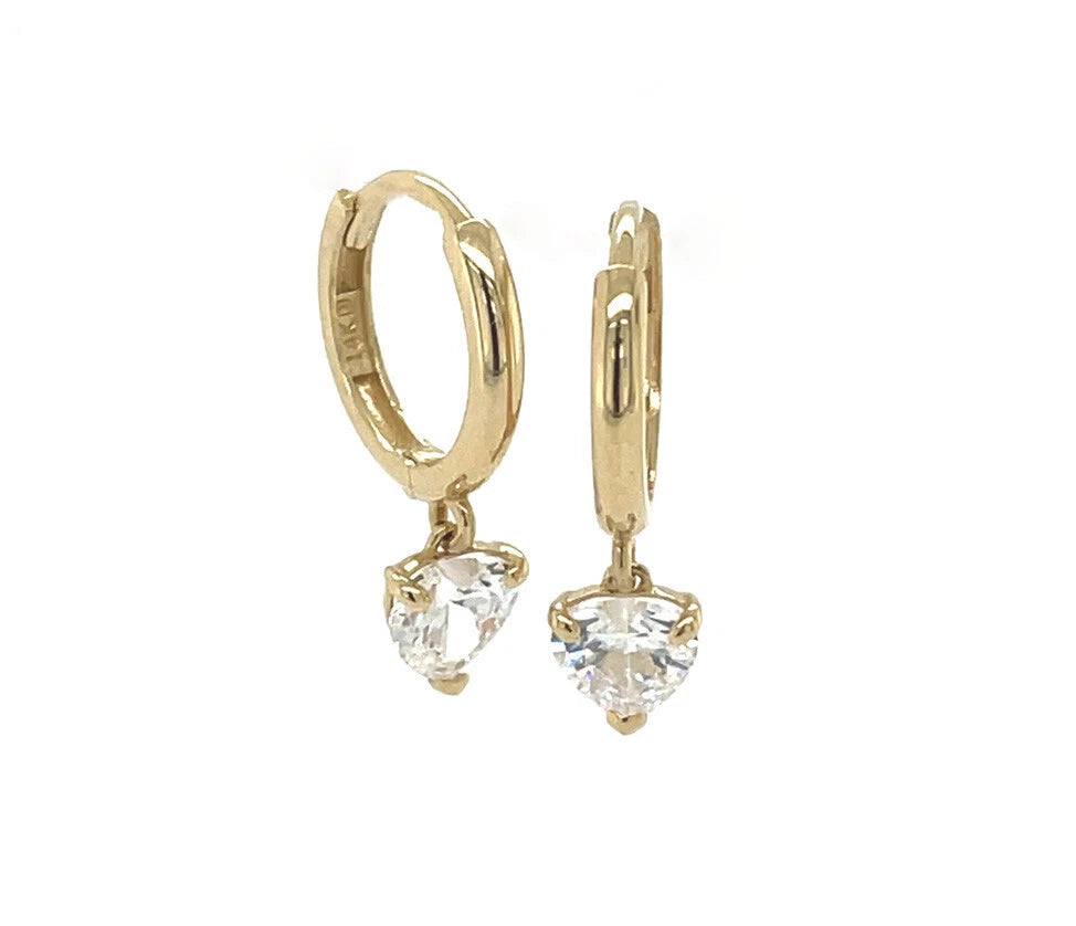 14k Yellow Gold Heart Shape Birthstone Huggie Earrings