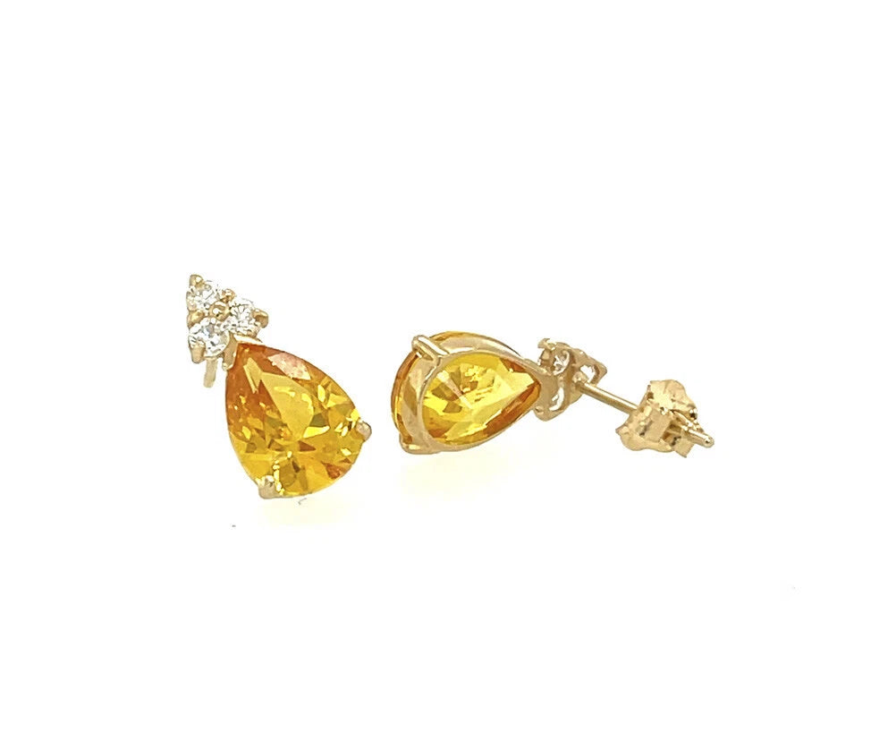14k Yellow Gold Pear Shape Stud Earrings