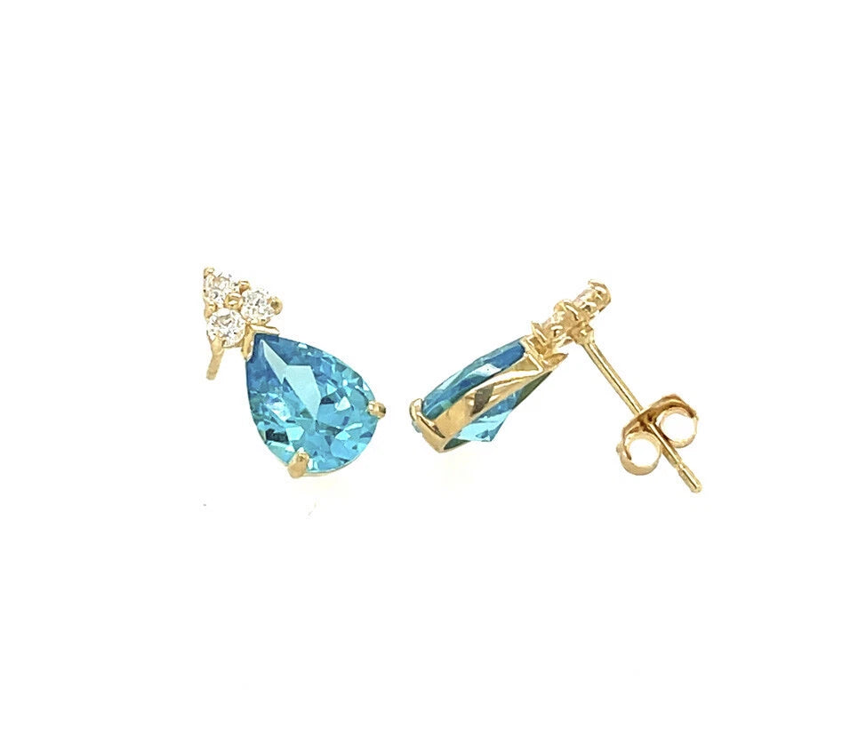 14k Yellow Gold Pear Shape Stud Earrings
