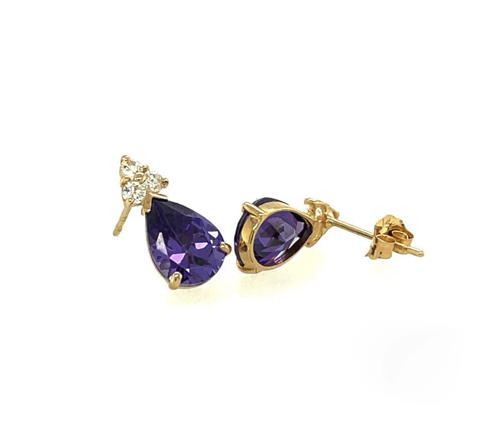 14k Yellow Gold Pear Shape Stud Earrings