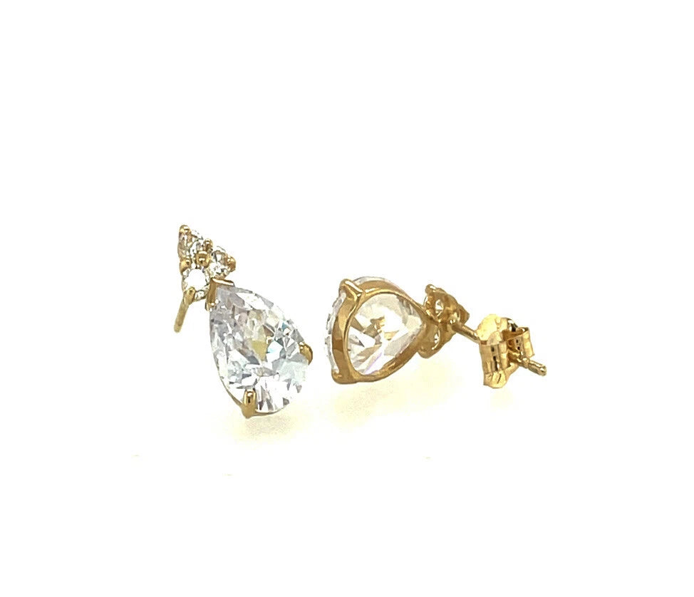14k Yellow Gold Pear Shape Stud Earrings