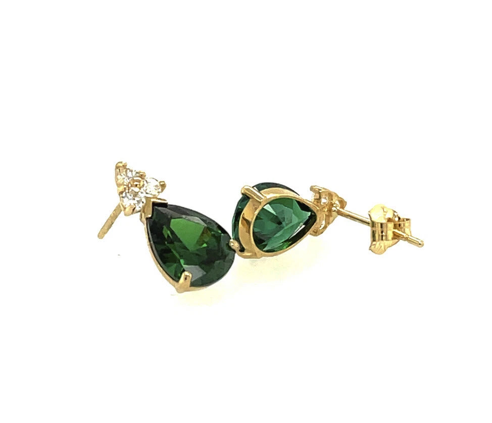 14k Yellow Gold Pear Shape Stud Earrings