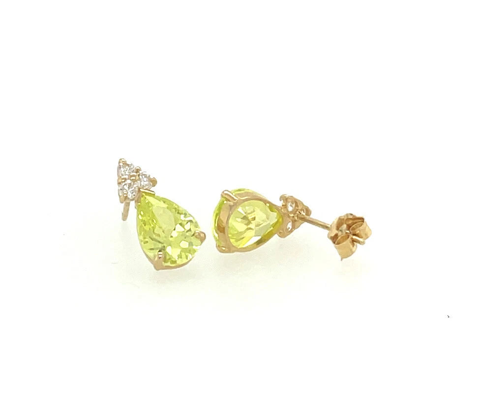 14k Yellow Gold Pear Shape Stud Earrings