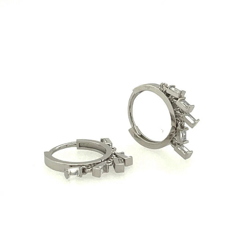 14k Yellow and White Gold Birthstone Huggie Earrings