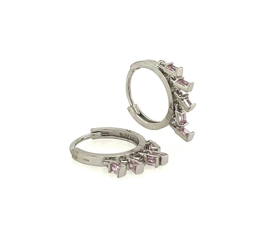 14k Yellow and White Gold Birthstone Huggie Earrings