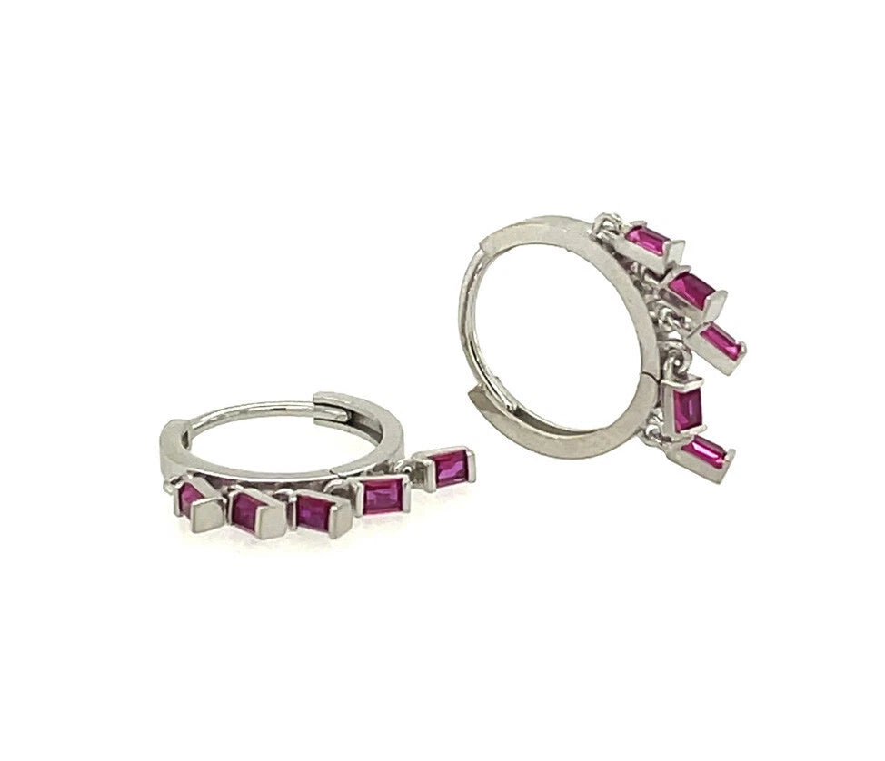 14k Yellow and White Gold Birthstone Huggie Earrings