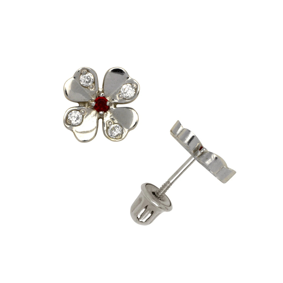 14k Yellow or White Gold CZ Flower Stud Earring