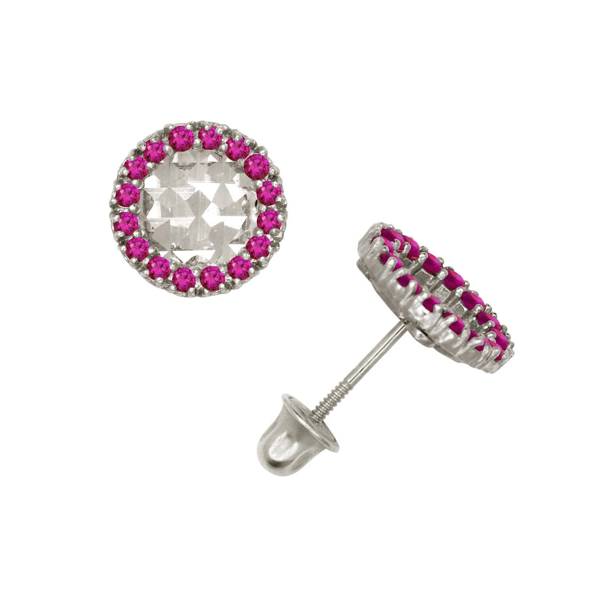 14k Yellow or White Gold Halo Round CZ Stud Earrings
