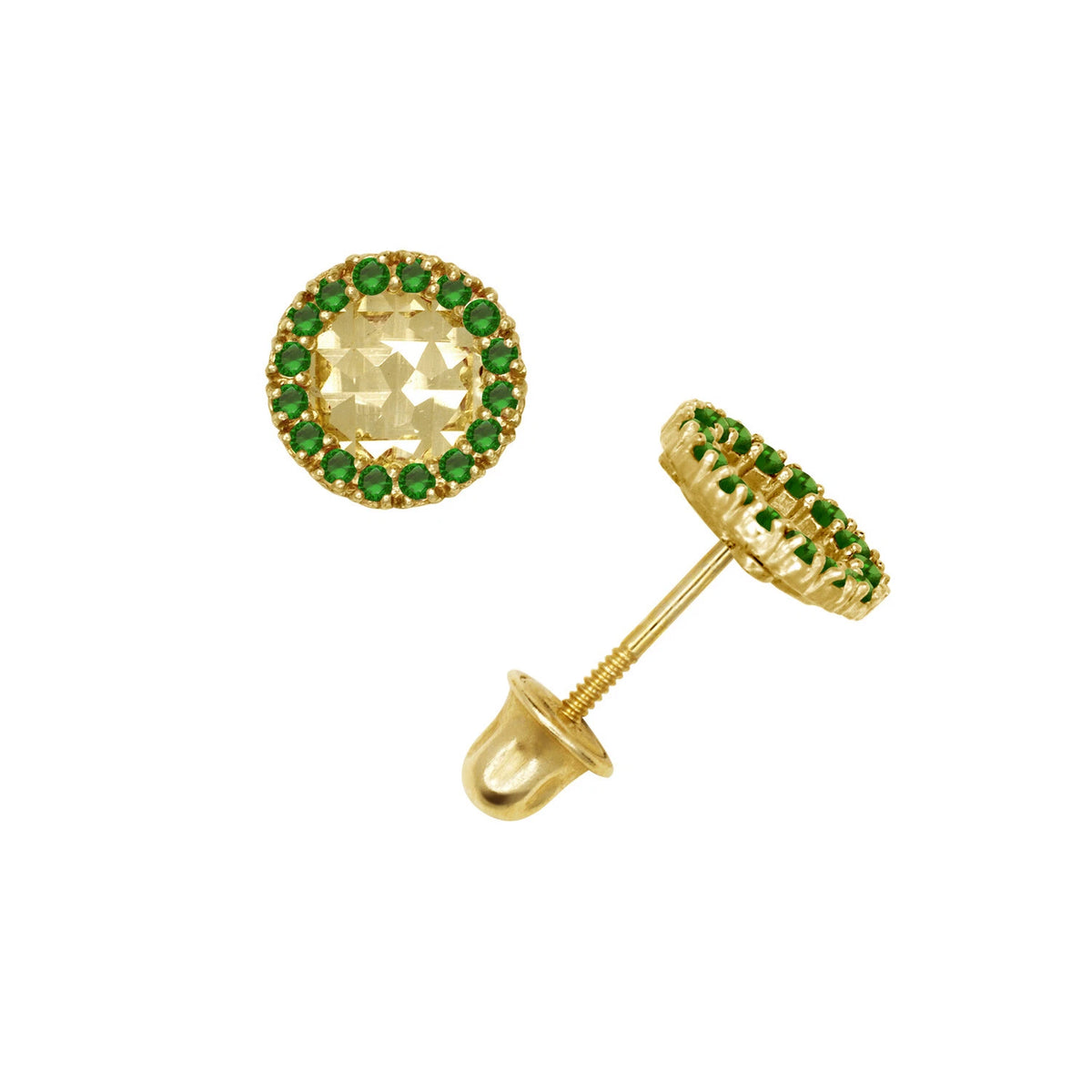 14k Yellow or White Gold Halo Round CZ Stud Earring