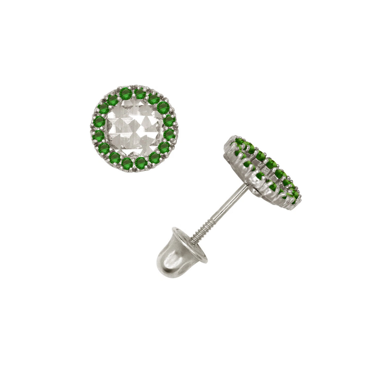 14k Yellow or White Gold Halo Round CZ Stud Earring