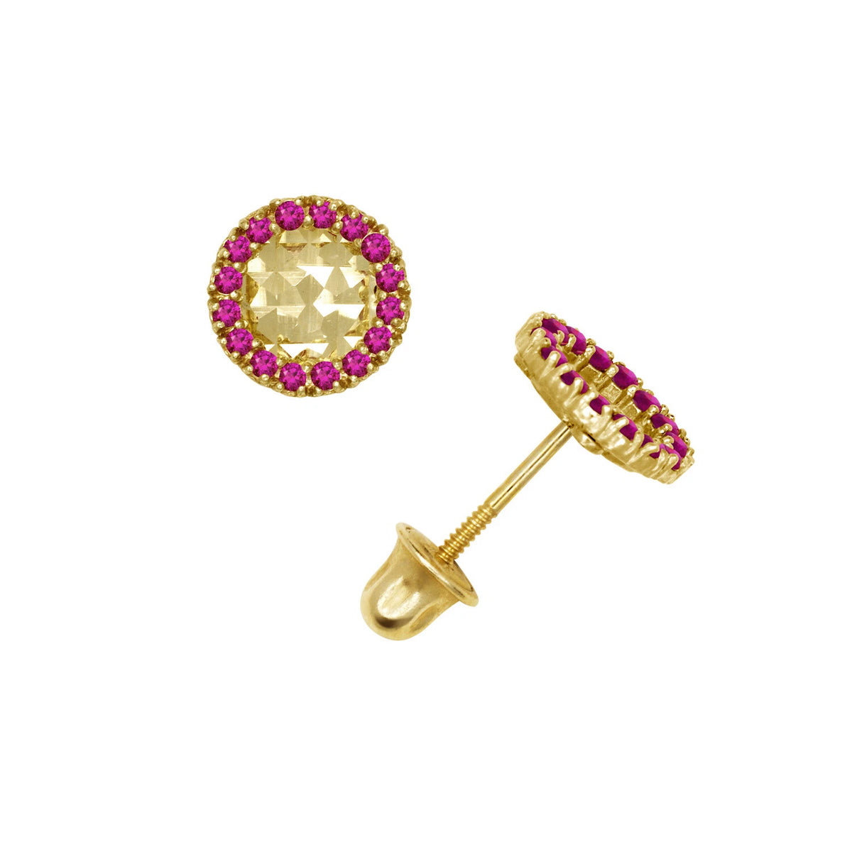 14k Yellow or White Gold Halo Round CZ Stud Earring