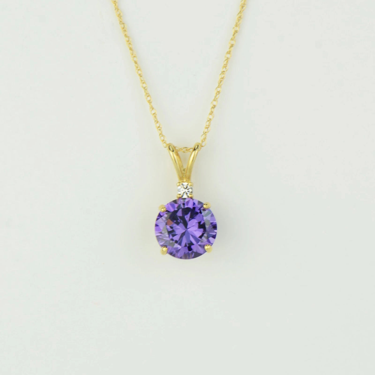 14k Round CZ Birthstone Pendant
