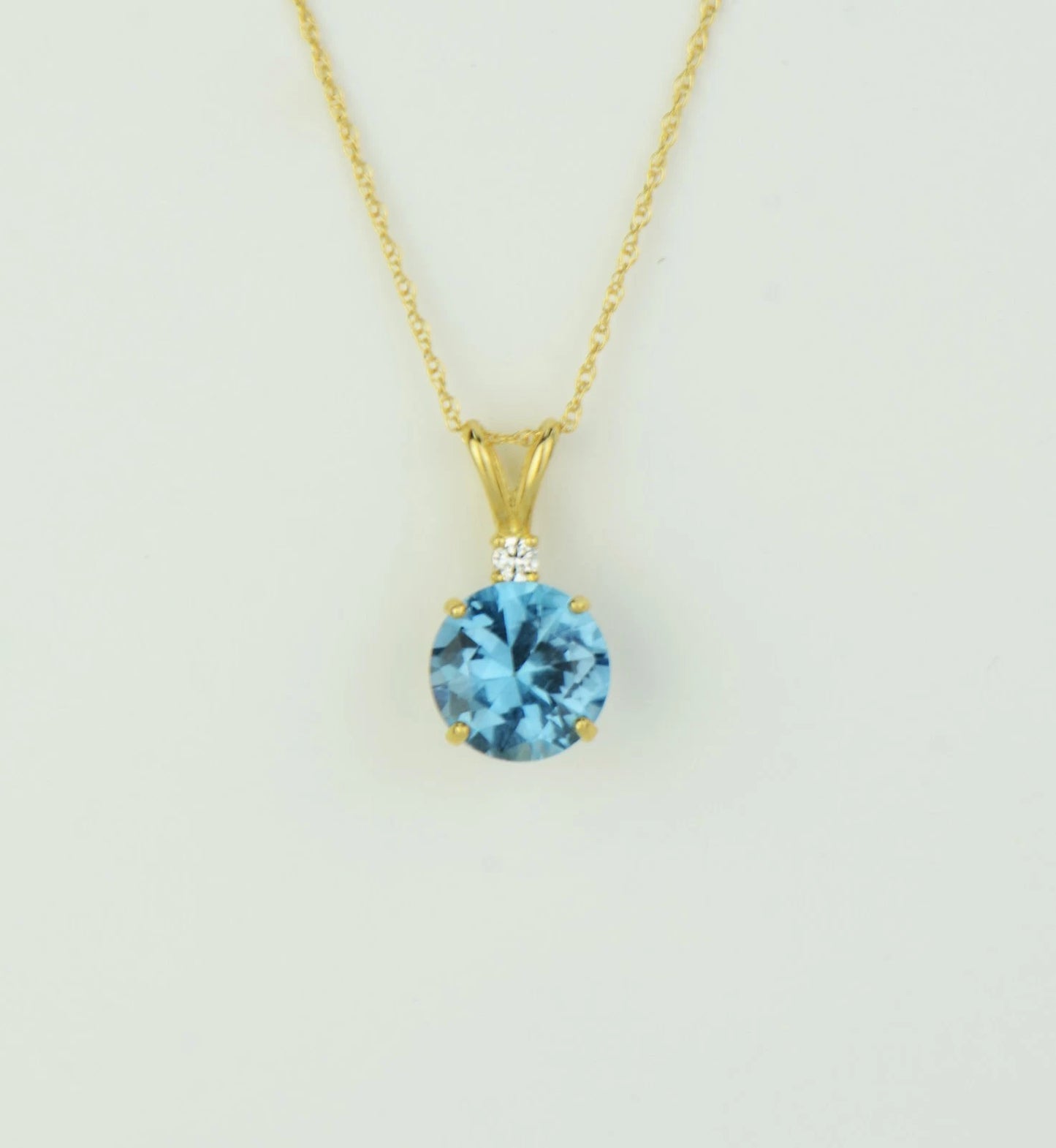 14k Round CZ Birthstone Pendant