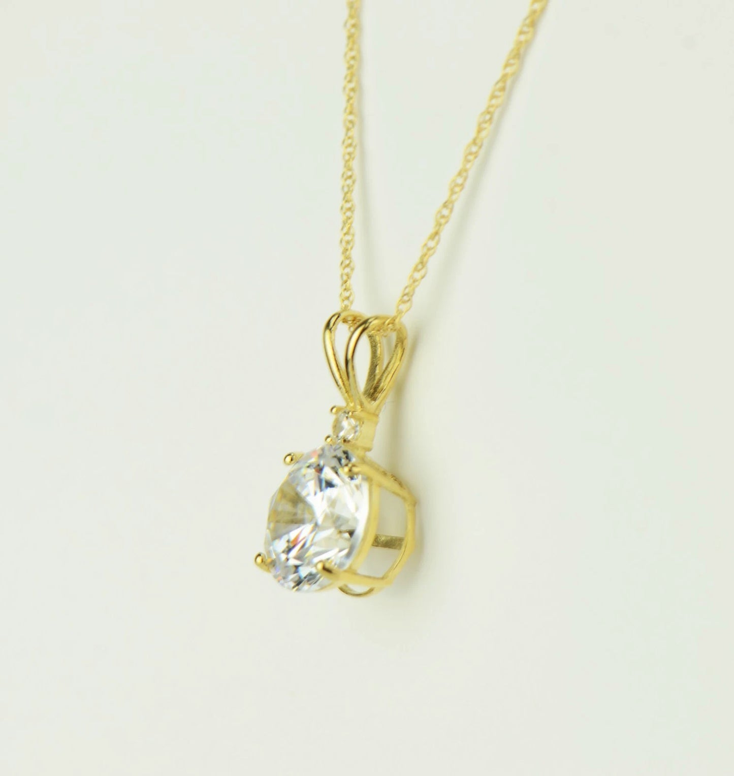 14k Round CZ Birthstone Pendant