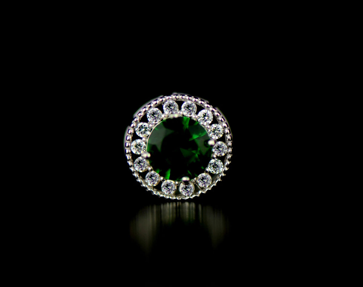 14k White Gold Halo Round Pendant