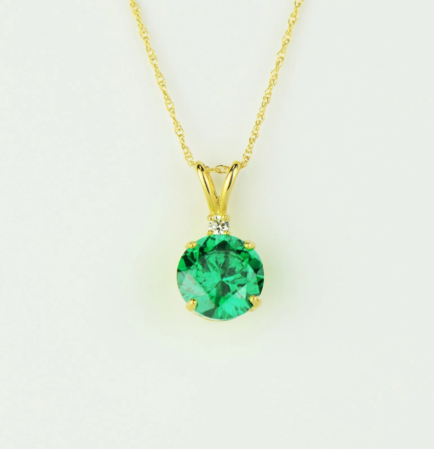 14k Round CZ Birthstone Pendant