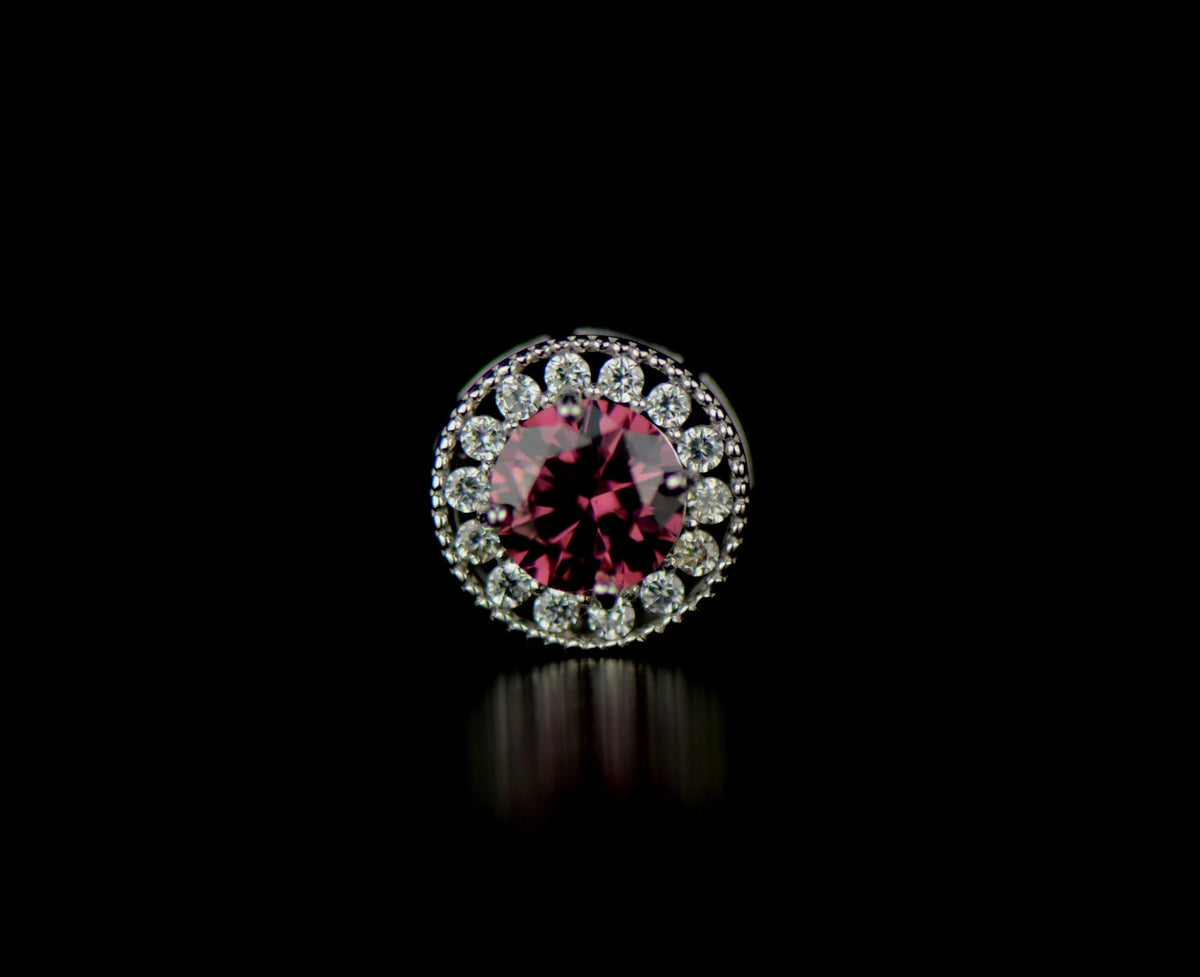 14k White Gold Halo Round Pendant